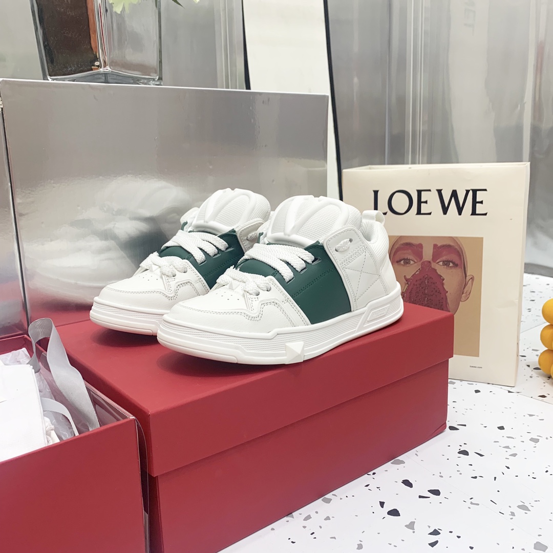 Valentino Garavani Open Skate Sneakers With Patent Band Green For Women WS0FB1DXI - Soul Replicas