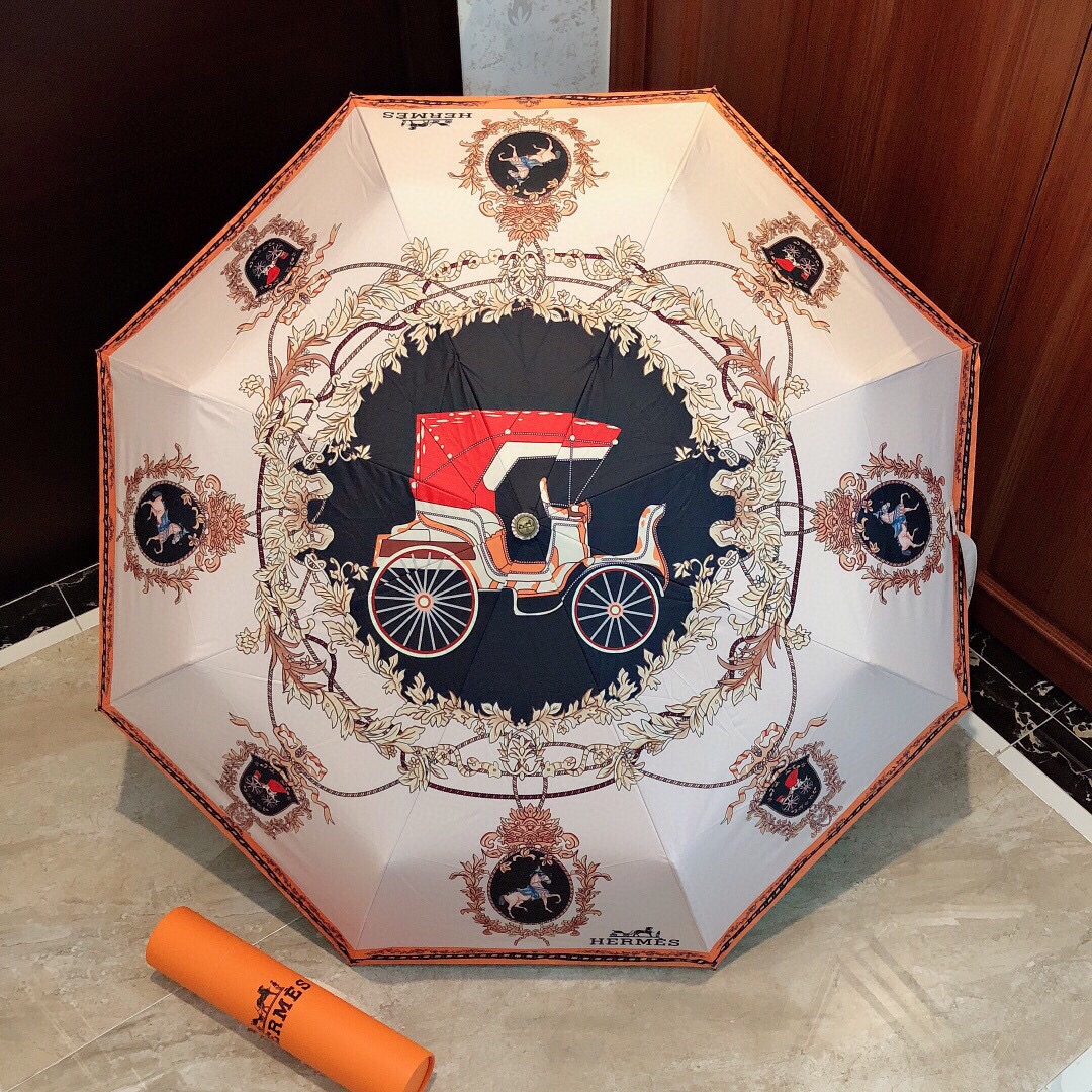 Hermes Pluie De H Folding Umbrella White - Soul Replicas