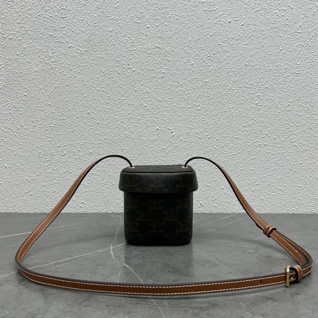 Celine Small Box Cuir Triomphe In Triomphe Canvas Tan For Women 4in/11cm 199262EIN.04LU - Soul Replicas