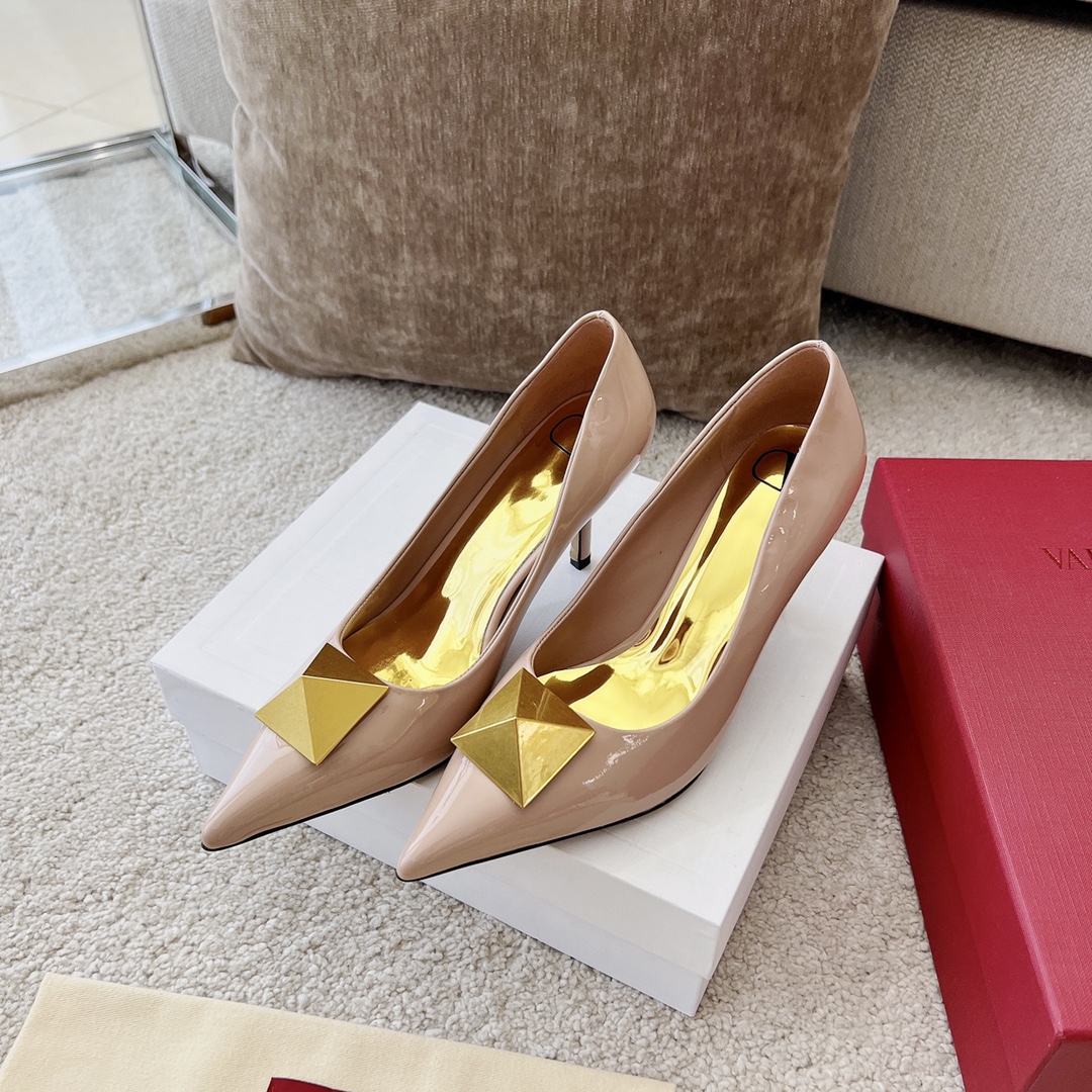 Valentino Garavani One Stud Patent Pump With Maxi Stud Decoration Light Pink For Women WS0FH8LAF_GF9 - Soul Replicas