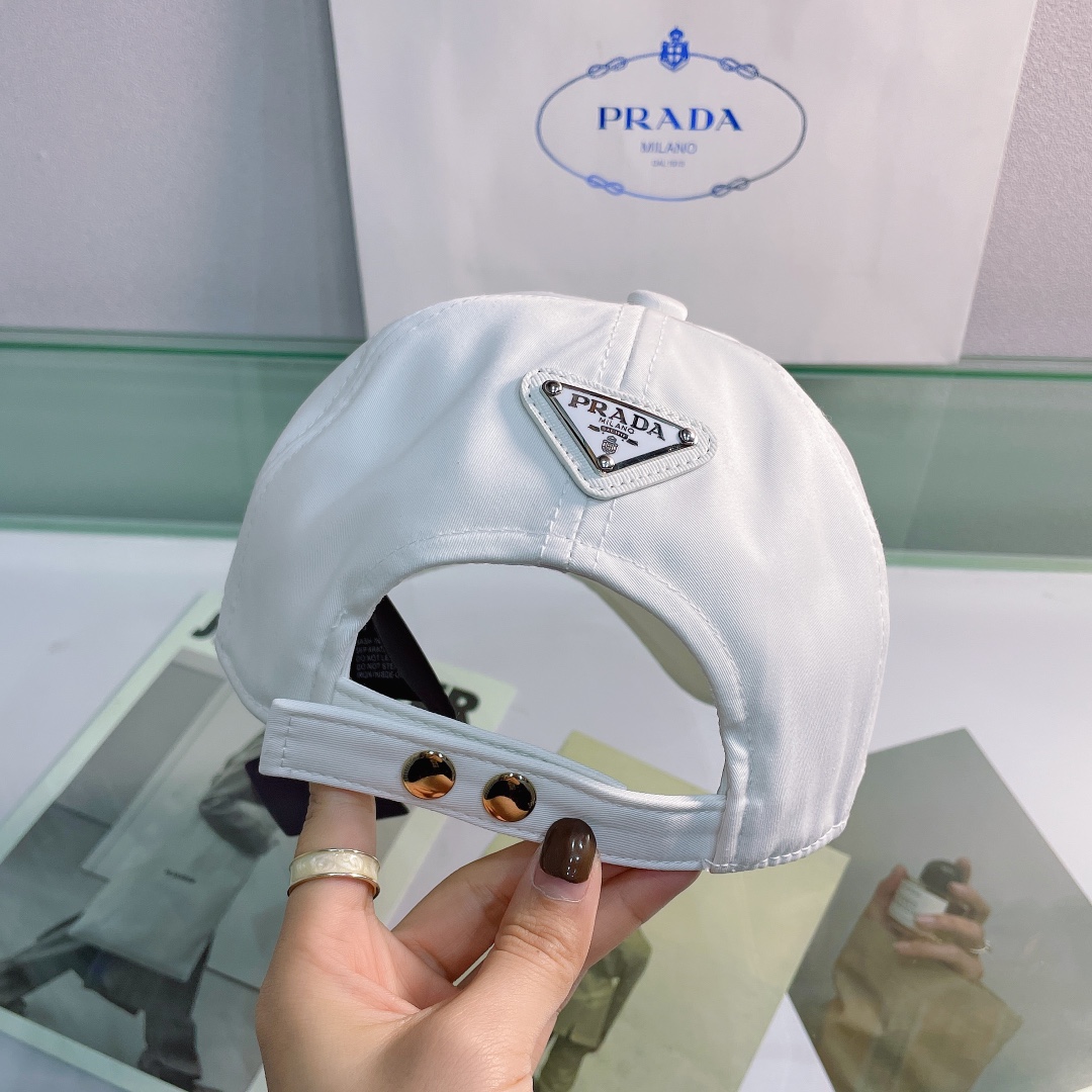 Prada Drill Baseball Cap White Prada Cap - Soul Replicas