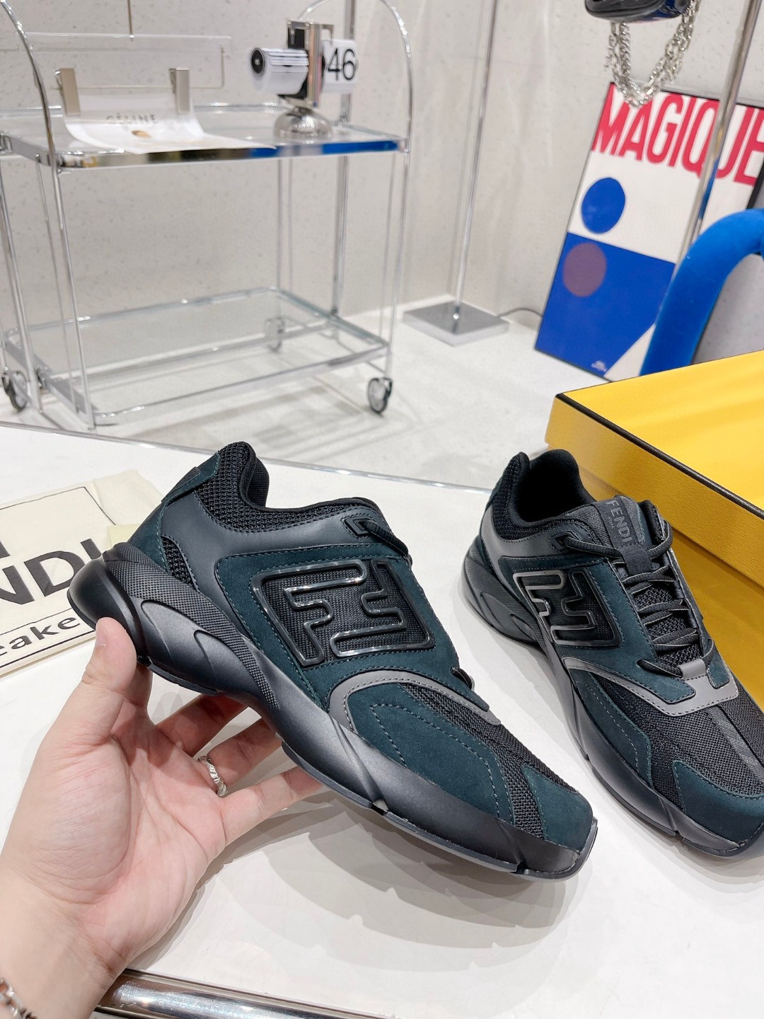 Fendi Nubuck Faster Dark Blue For Women - Soul Replicas
