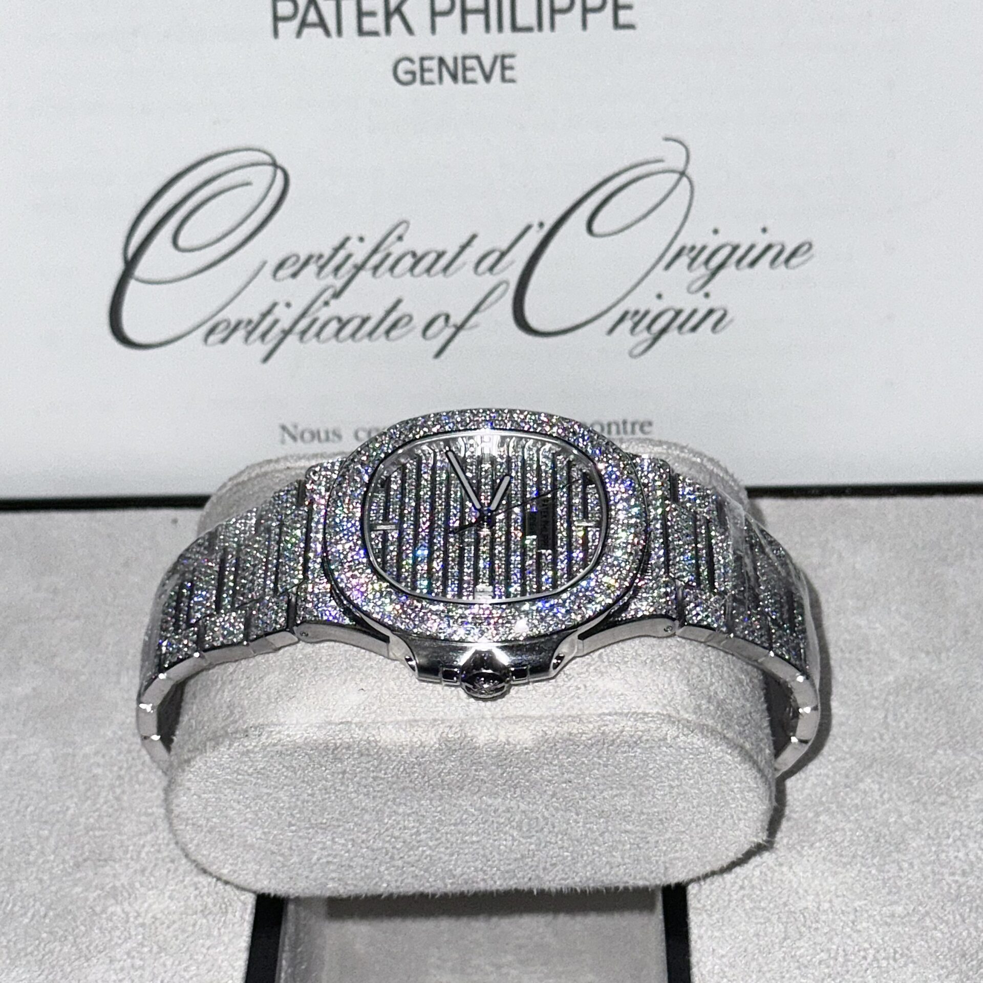 Patek Philippe Nautilus 5719 Best Replica Watch Custom Full Moissanite Diamonds 40mm - Soul Replicas