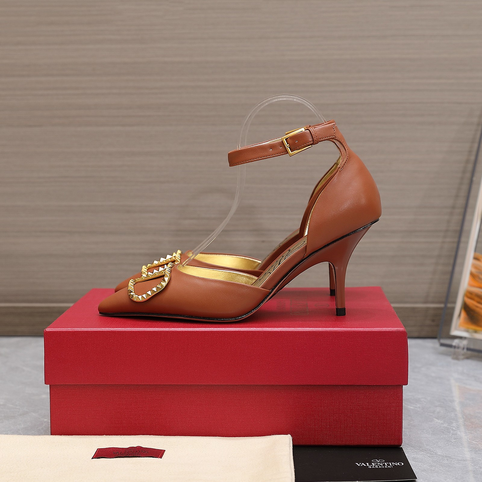 Valentino Garavani Rockstud Alcove Pumps Brown For Women - Soul Replicas