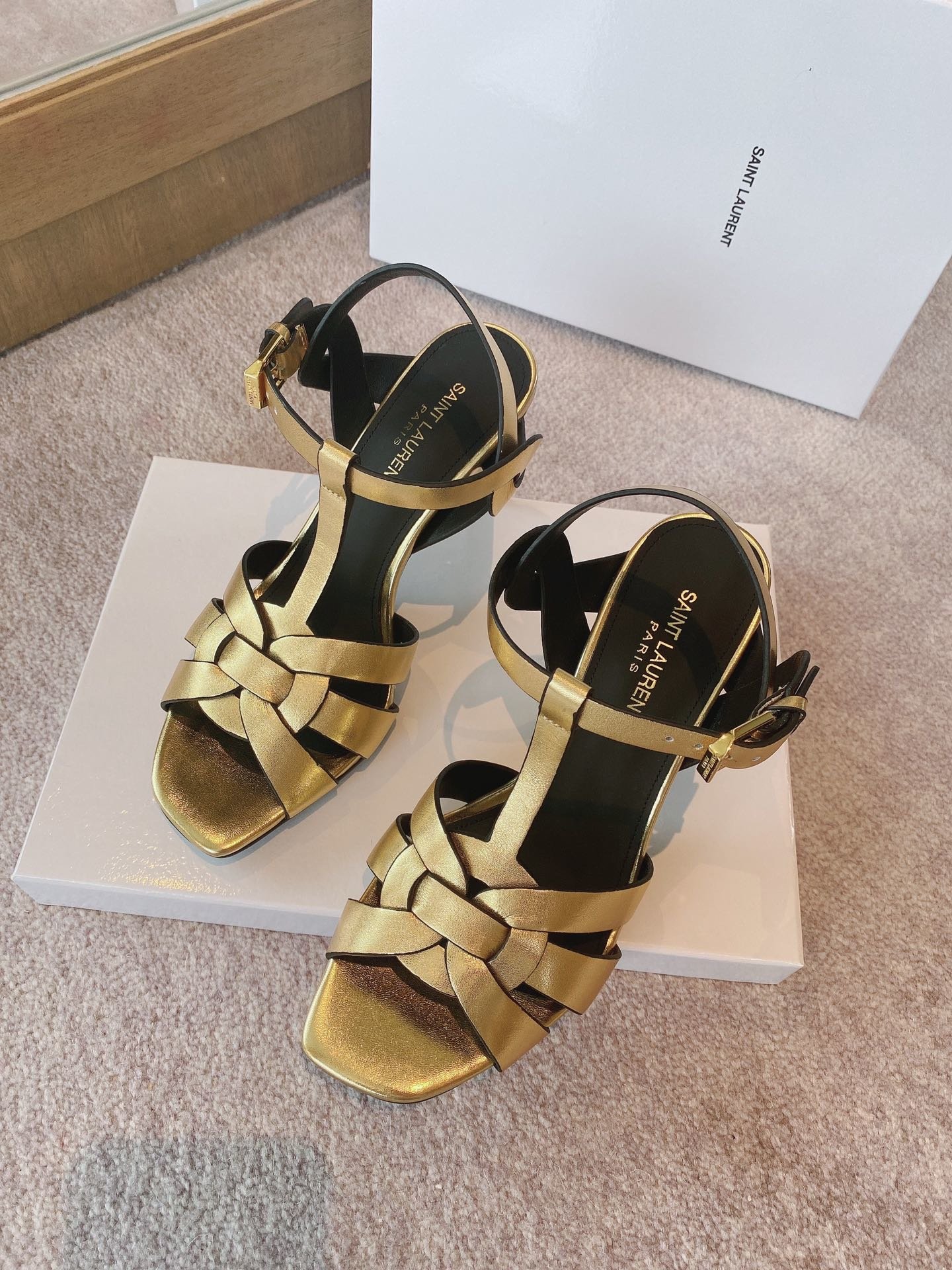 Yves Saint Laurent Women's Tribute Sandals Gold For Women YSL - Soul Replicas