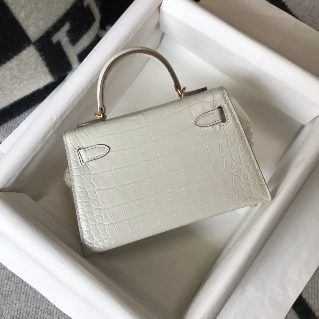 Hermes Mini Kelly 19 Beton Crocodile Bag For Women. Women-s Handbags. Shoulder Bags 7.5in/19cm - Soul Replicas