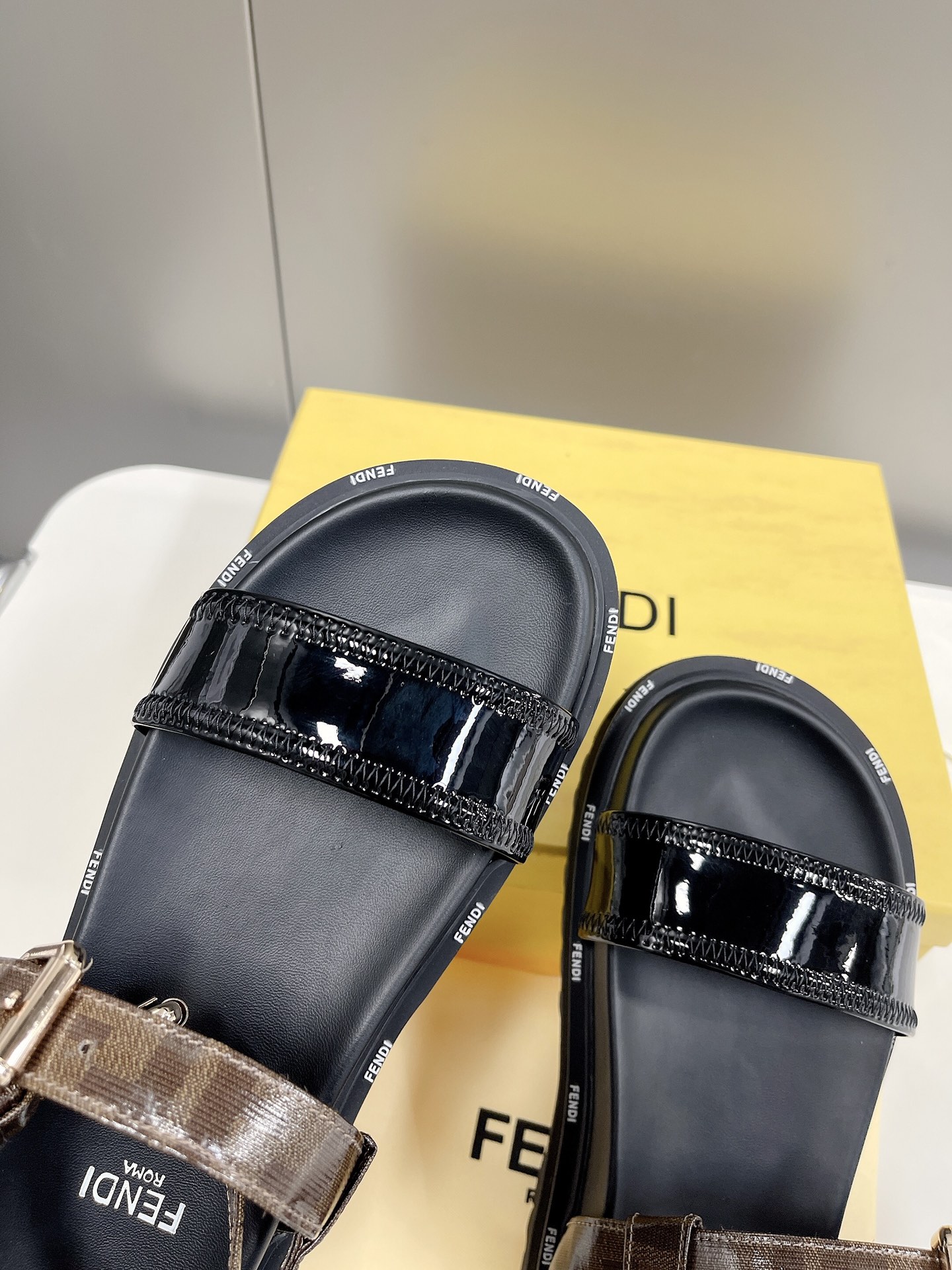 Fendi Black Jacquard Sandals For Women - Soul Replicas