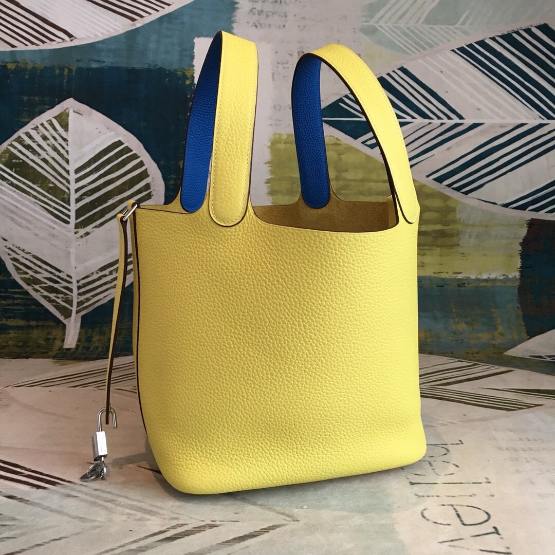 Hermes Picotin Lock 18 Light Yellow Clemence Palladium Hardware For Women 7.5in/19cm - Soul Replicas