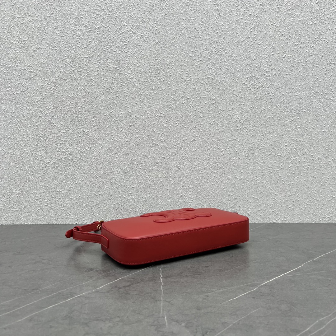 Celine Camera Shoulder Bag Cuir Triomphe Red For Women 10in/26cm - Soul Replicas