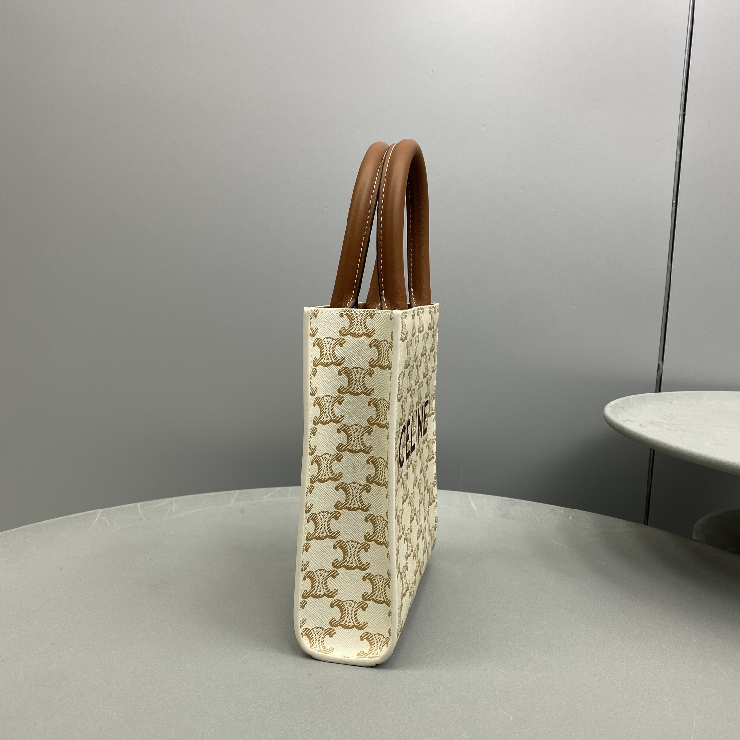 Celine Mini Vertical Cabas In Triomphe Canvas White For Women 7.2in/18cm 194372BZK.01BC - Soul Replicas