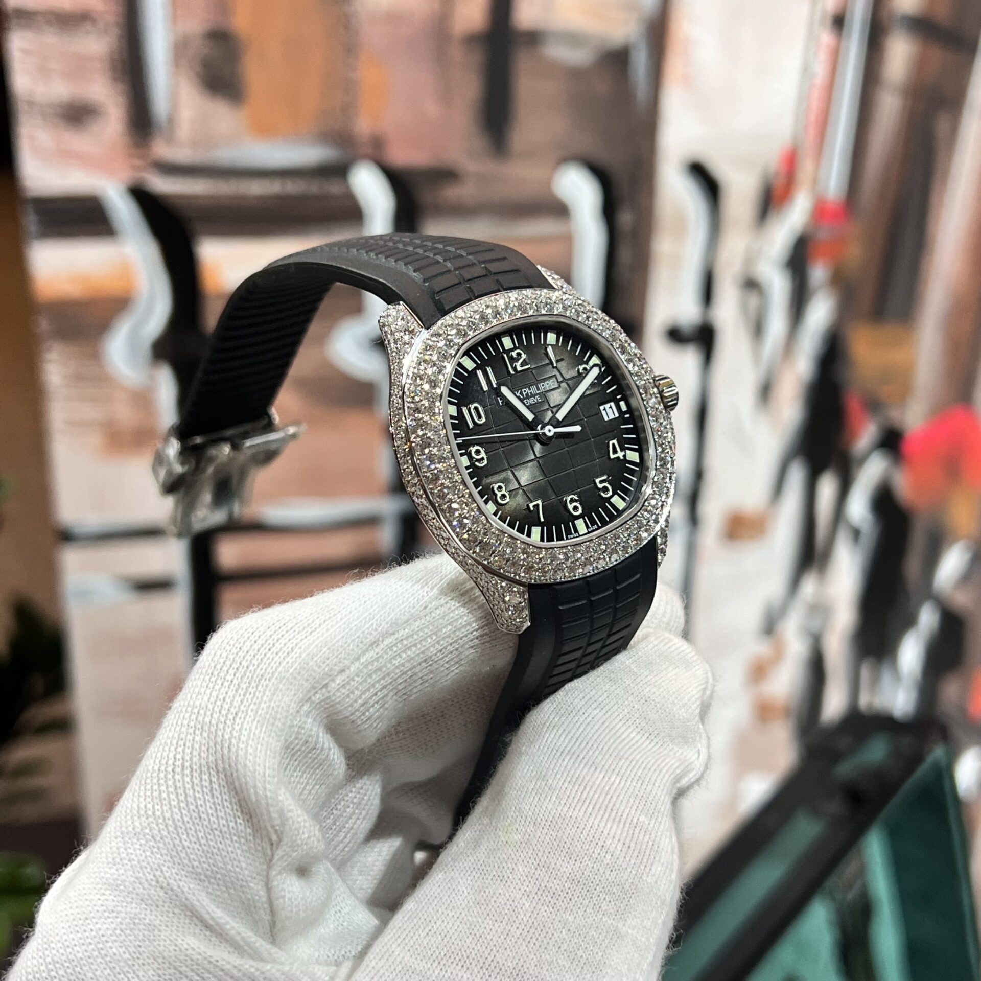 Patek Philippe Aquanaut 5167 With Diamond Natural Rubber Strap 40mm - Soul Replicas