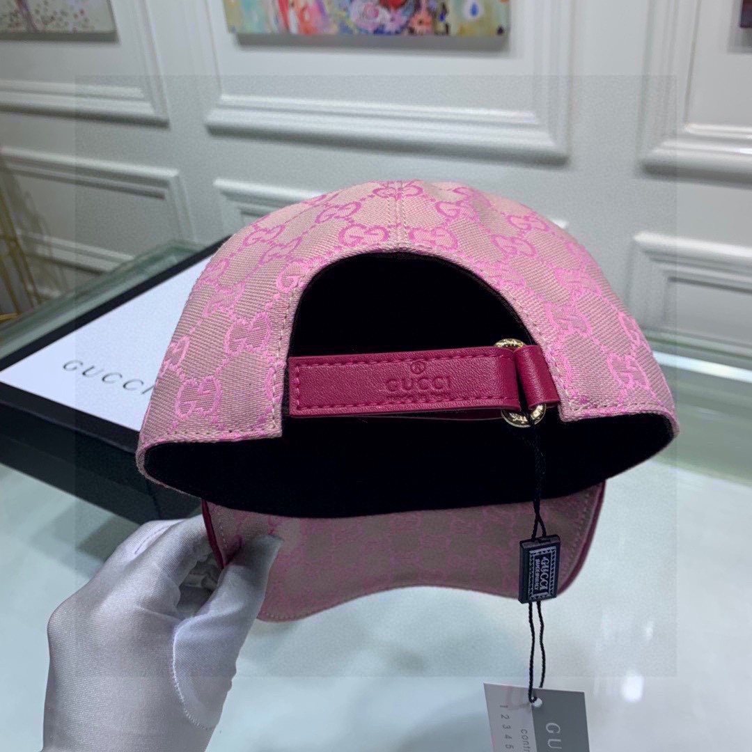 Original Gucci Canvas Baseball Hat With Web Pink Gucci Hat - Soul Replicas