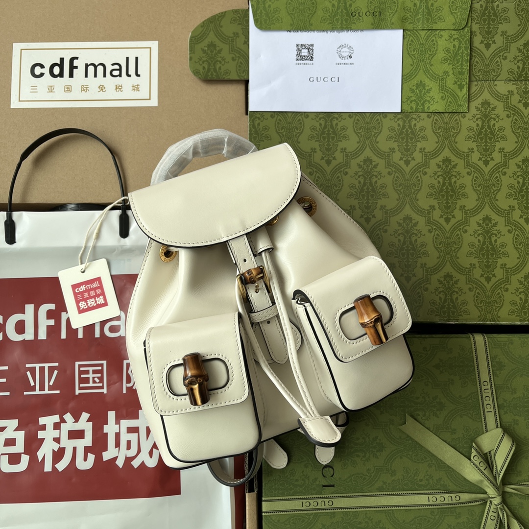 Gucci Bamboo Small Backpack White For Women. Women-s Bags 8.6in/22cm Gucci ‎‎702101 UZY0T 9022 - Soul Replicas