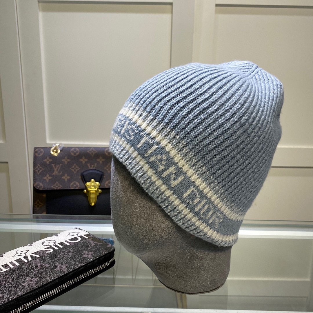 Dior Pompom Beanie In Blue - Soul Replicas