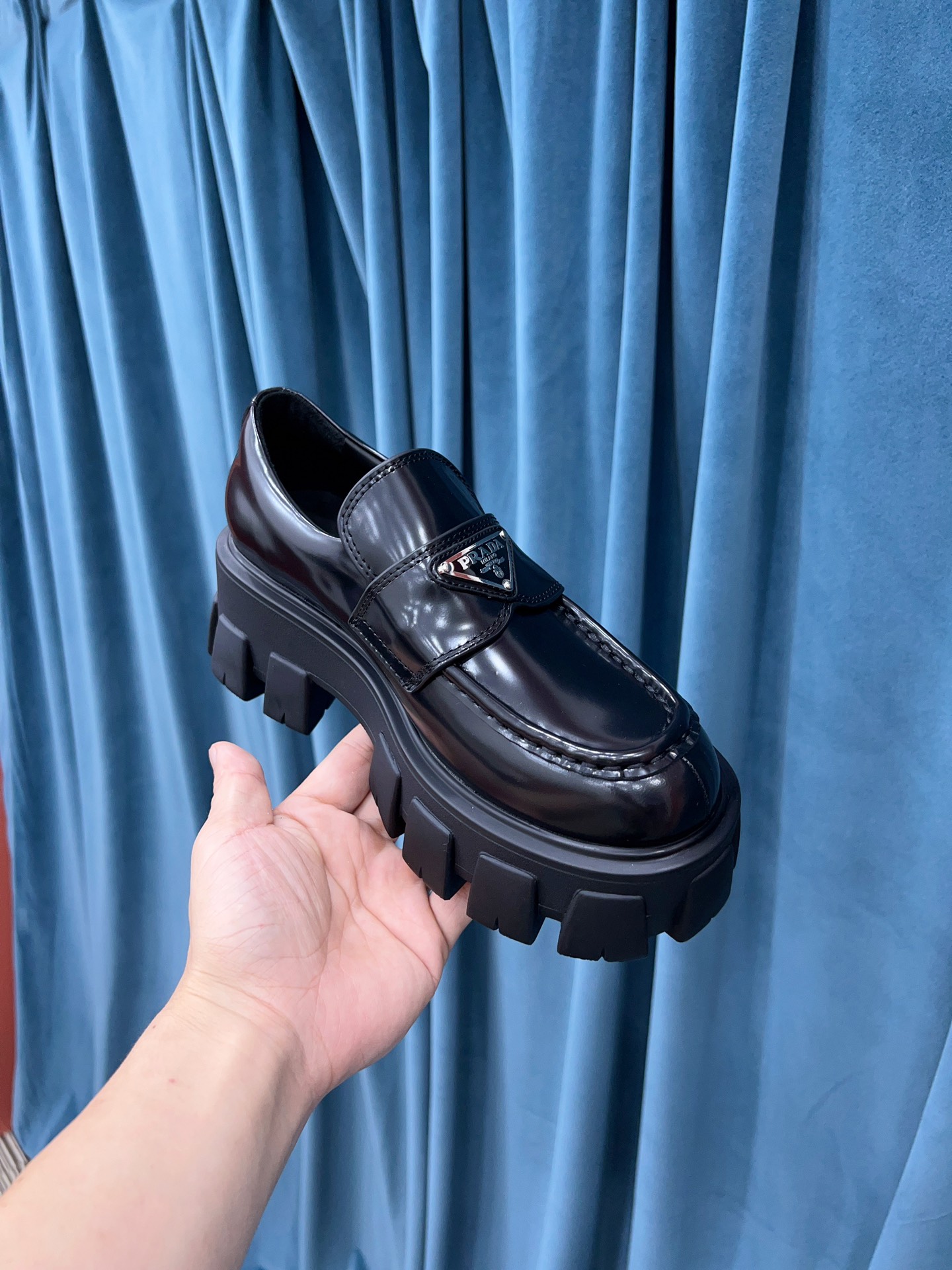 Prada Monolith Brushed Loafers Black For Women 2.4in/60mm Prada 2DE129_B4L_F0002  - Soul Replicas