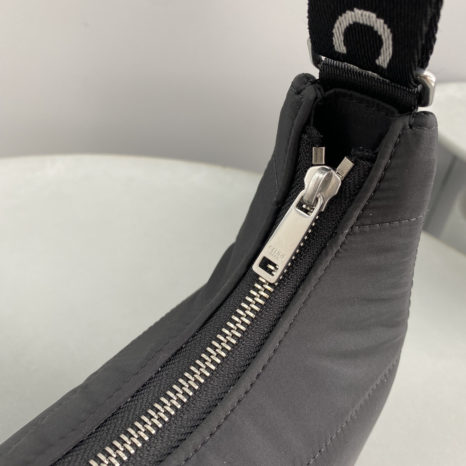 Celine Medium Ava Bag With Celine Strap In Quilted Nylon Black For Women 9in/23cm 196972DLI.38SI - Soul Replicas