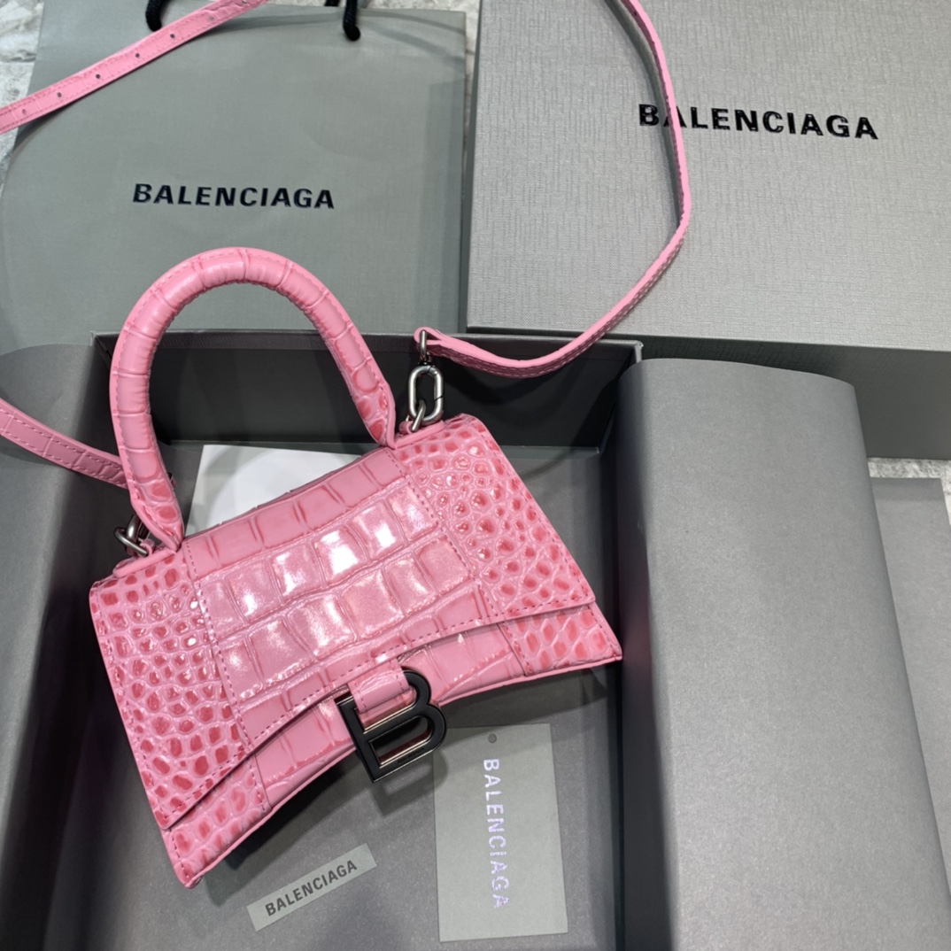 Balenciaga Hourglass XS Handbag In Dark Pink. For Women. Women-s Bags 7.4in/19cm - Soul Replicas