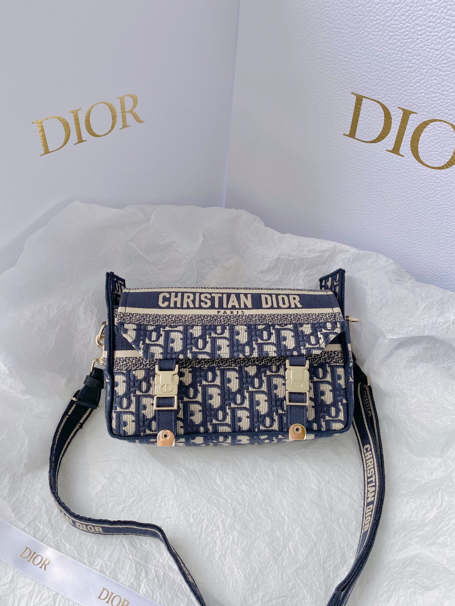 Christian Dior Small DYORCAMP Bag Blue Dior Oblique Embroidery. Blue. For Women Women-s Handbags. Shoulder Bags. Crossbody Bags. 23cm CD M1241ORIW_M928 - Soul Replicas