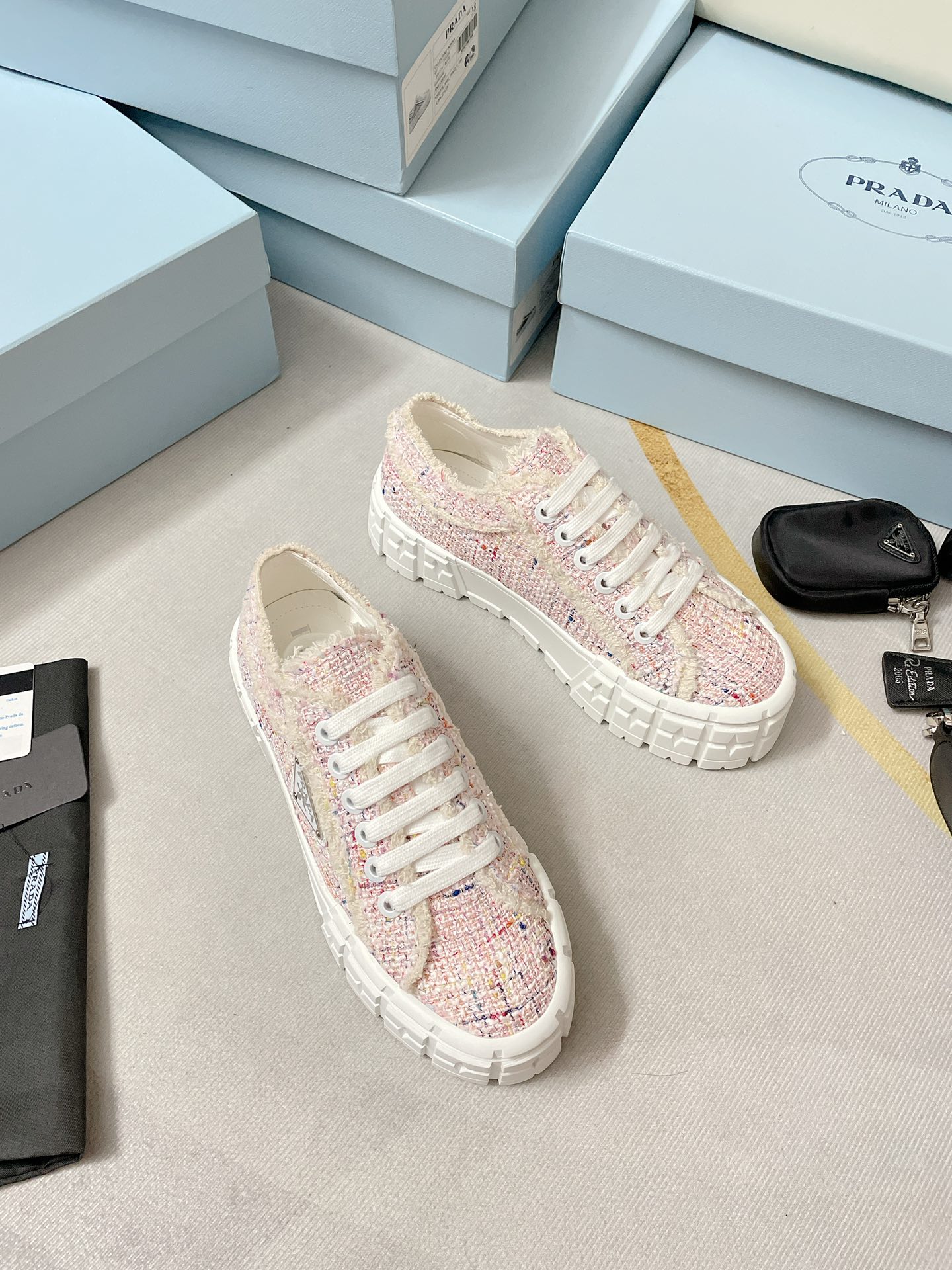 Prada Double Wheel Gabardine Sneakers Pink For Women 2in/50mm Prada - Soul Replicas