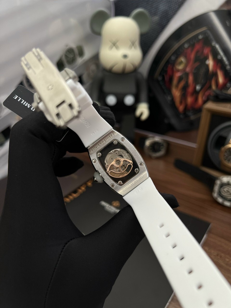 Richard Mille Fake Watches RM007 Mother Of Pearl Dial Rubber Strap 36mm - Soul Replicas