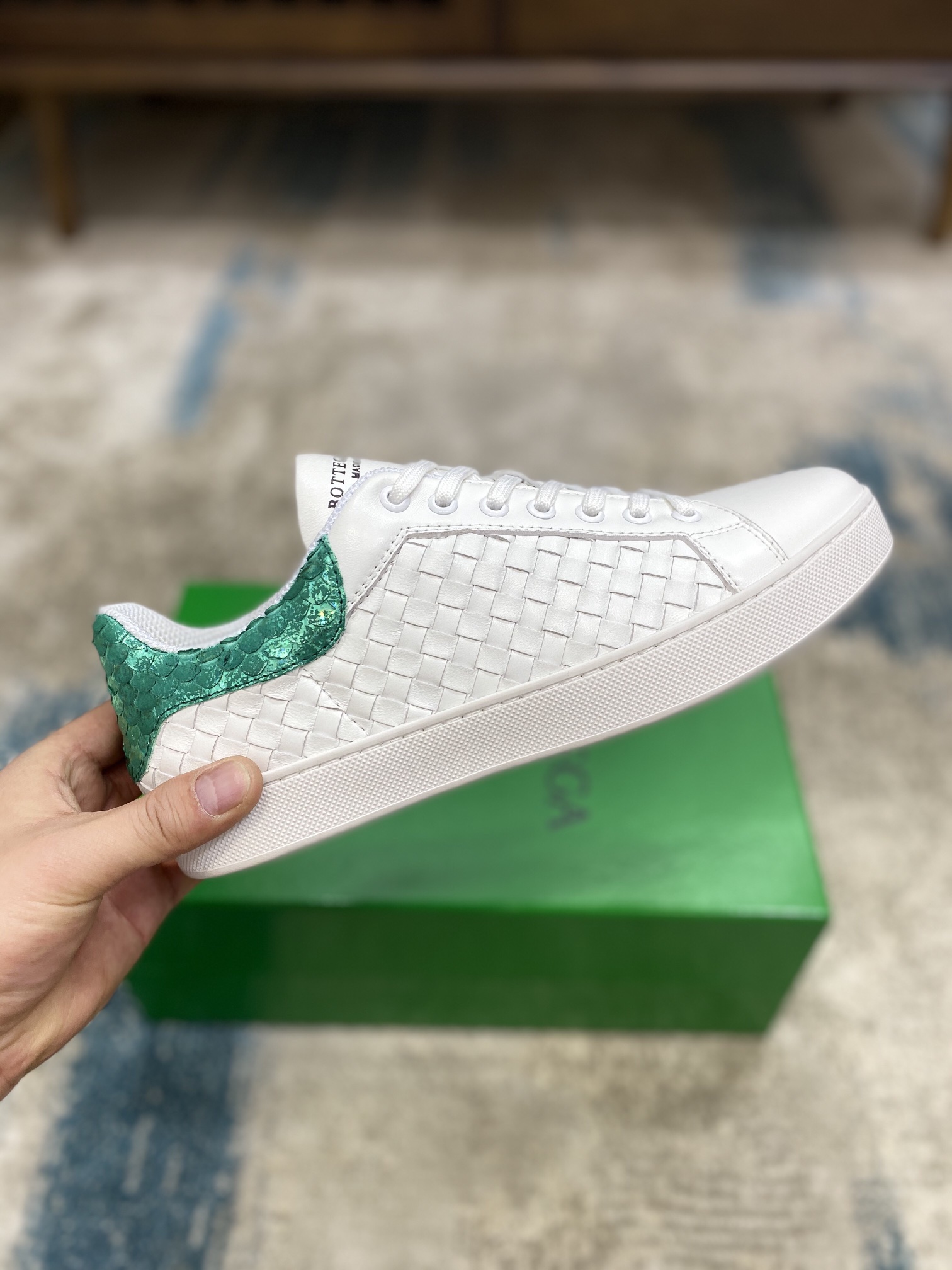 Bottega Veneta Men's With Fin Sneakers White Green For Men - Soul Replicas