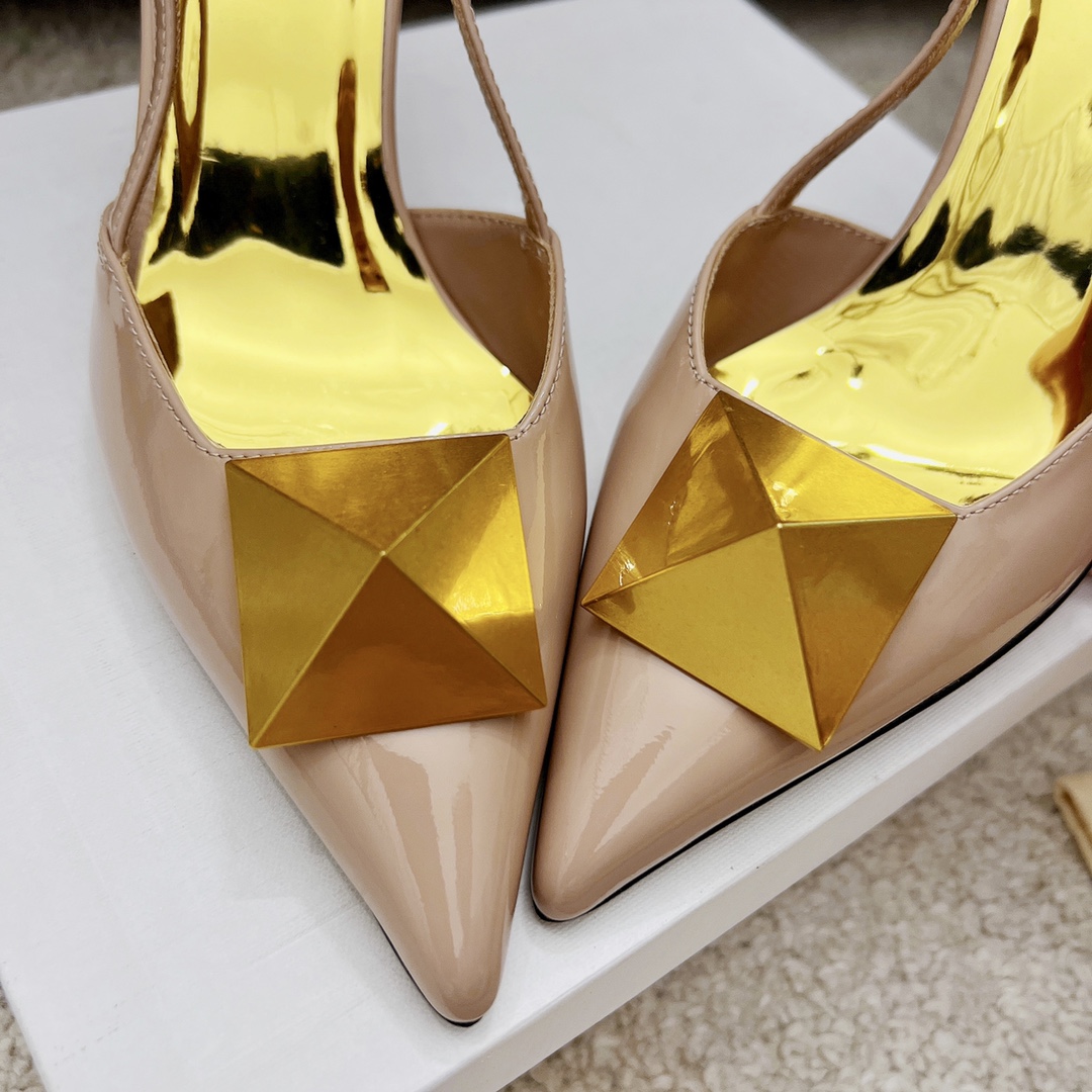 Valentino Garavani One Stud Patent Slingback Pump With Maxi Stud Light Pink For Women - Soul Replicas