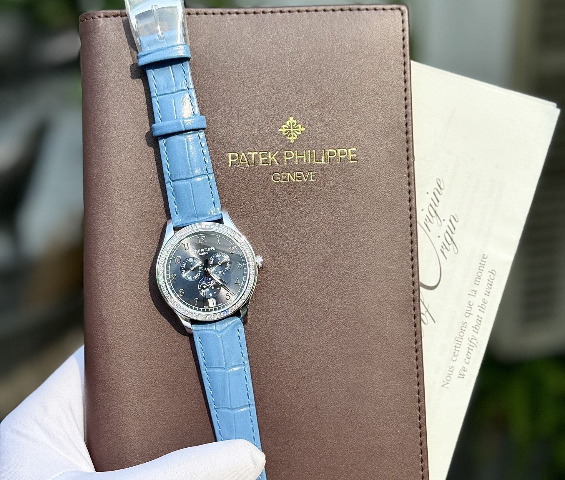 Patek Philippe Replica Watches Complications 4947G Blue Dial Leather Strap 38mm - Soul Replicas