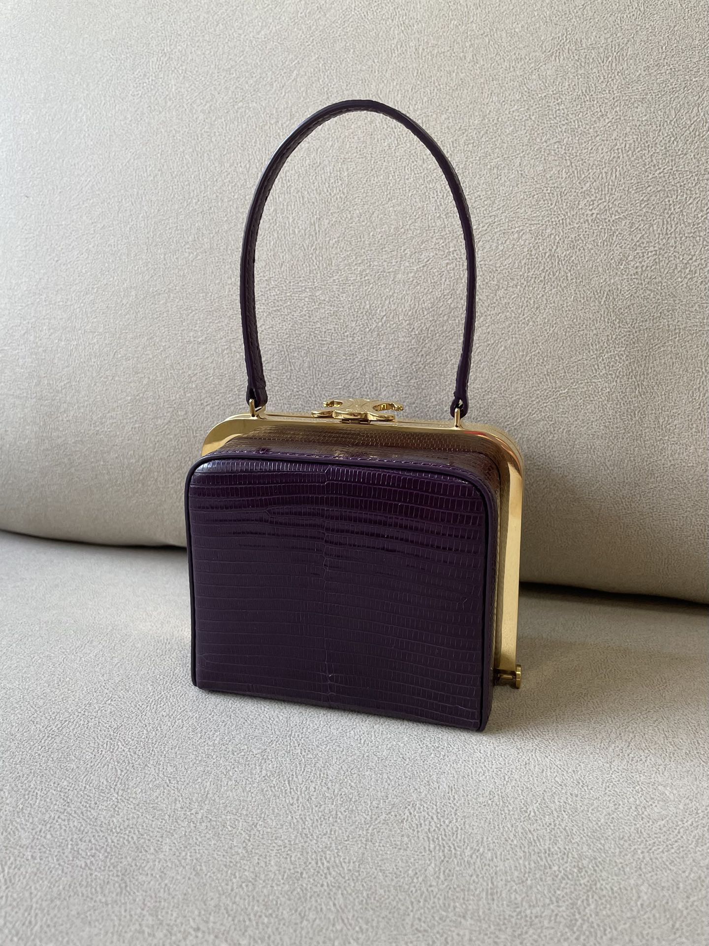 Celine Triomphe Minaudiere In Lizard Violet For Women 4in/10cm - Soul Replicas