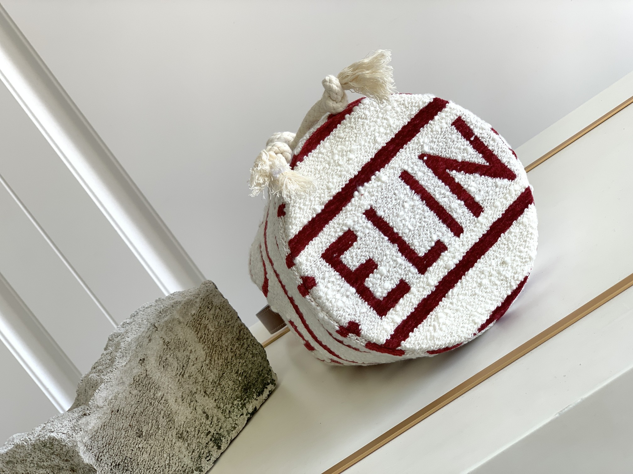 Celine Teen Drawstring In Textile With Celine All-Over White/Red For Women 7in/19cm - Soul Replicas