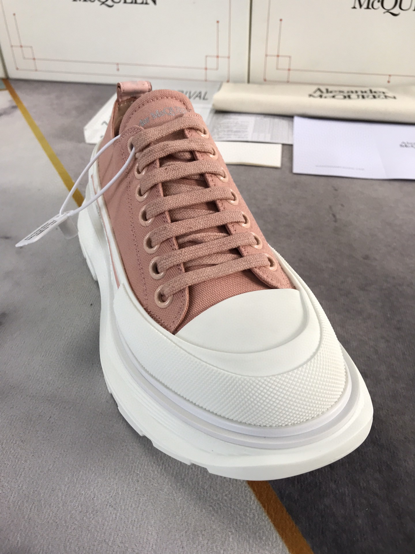 Alexander McQueen Tread Slick Lace Up Cotton Brown For Women - Soul Replicas