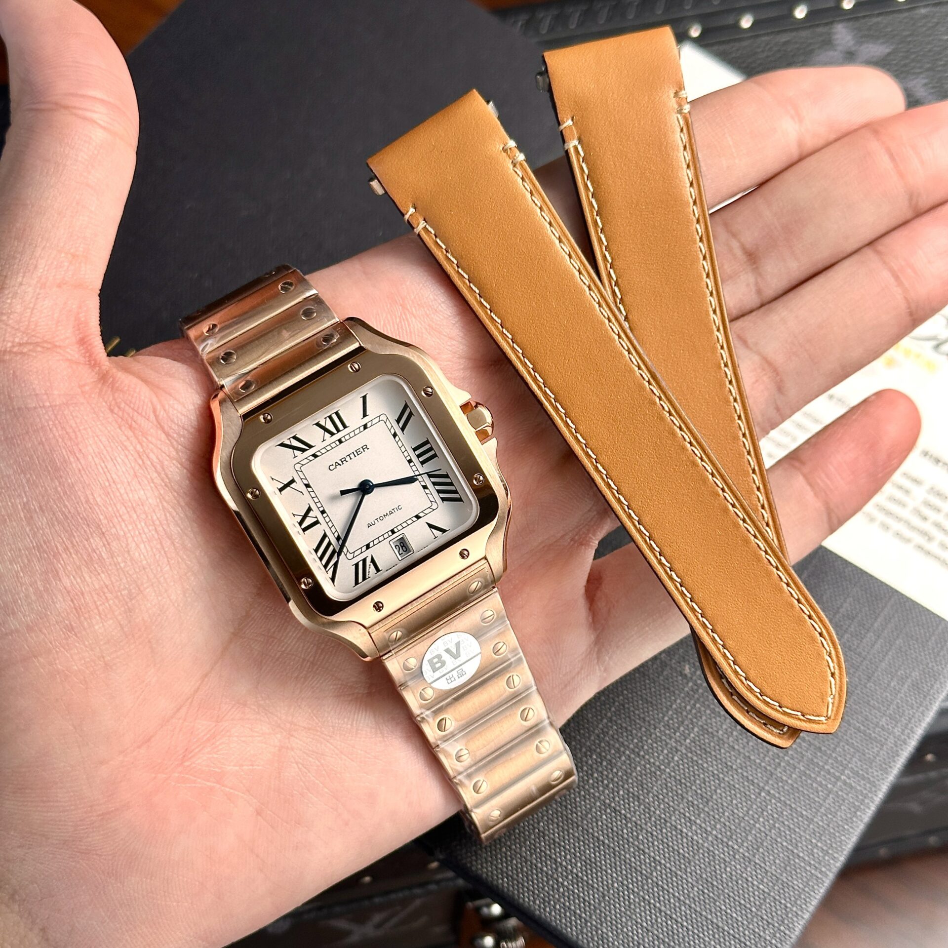 Cartier Santos Replica Watch Rose Gold BV Factory 39.8mm - Soul Replicas