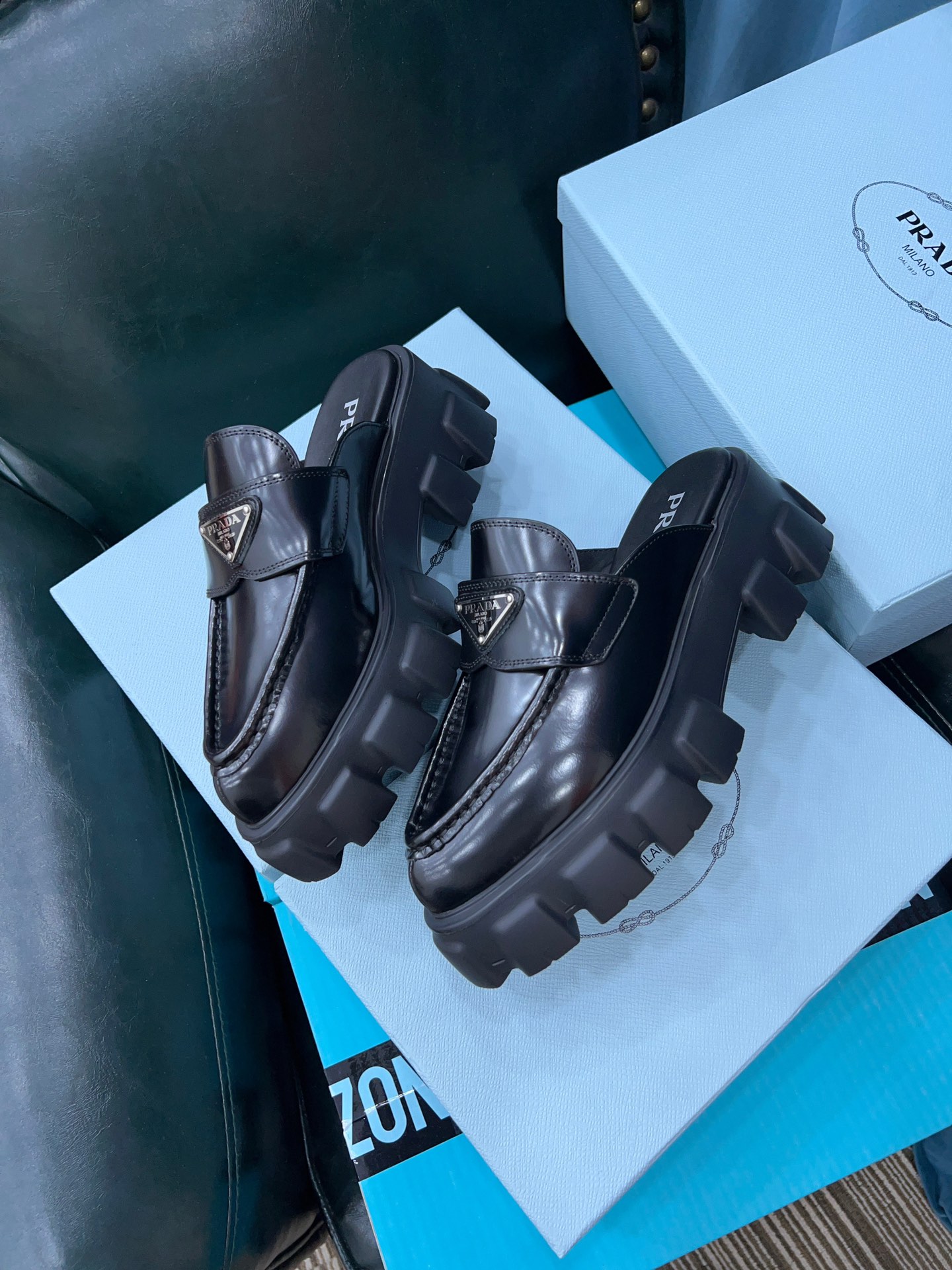 Prada Chocolate Brushed Mules Black For Women 2.4in/60mm Prada - Soul Replicas