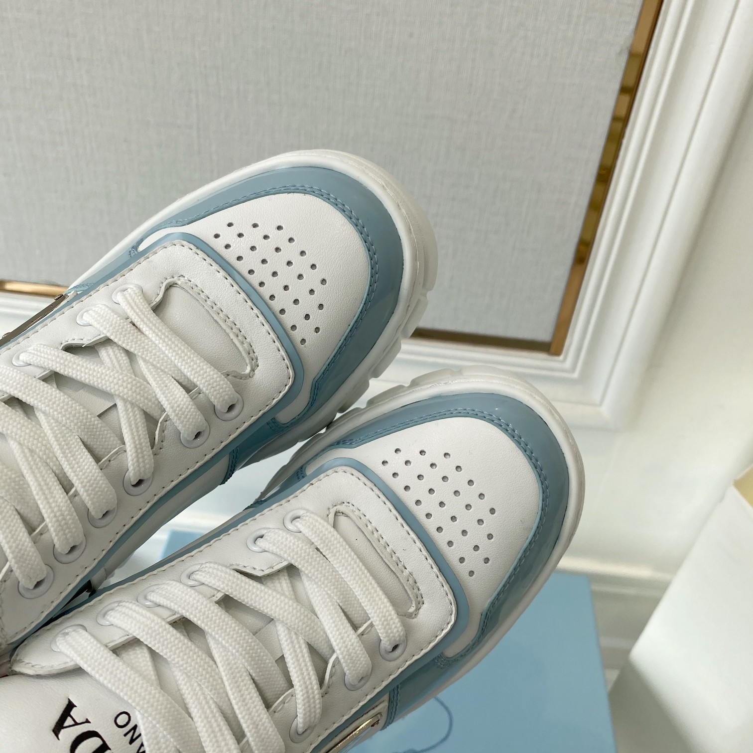 Prada Women's Gabardine Sneakers Blue For Women LV - Soul Replicas