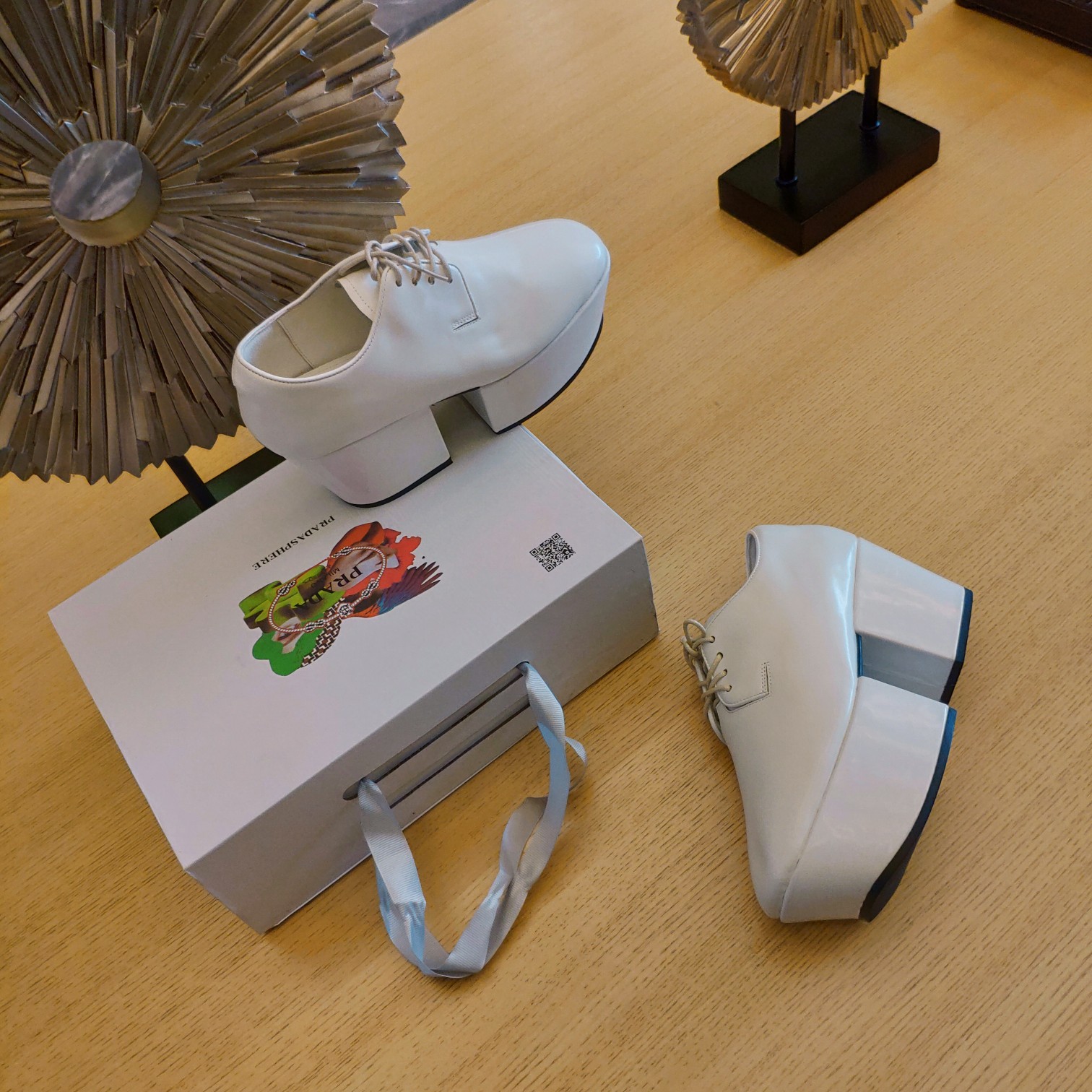 Prada Platform Lace-Ups Shoes White For Women 2.75in/70mm Prada - Soul Replicas