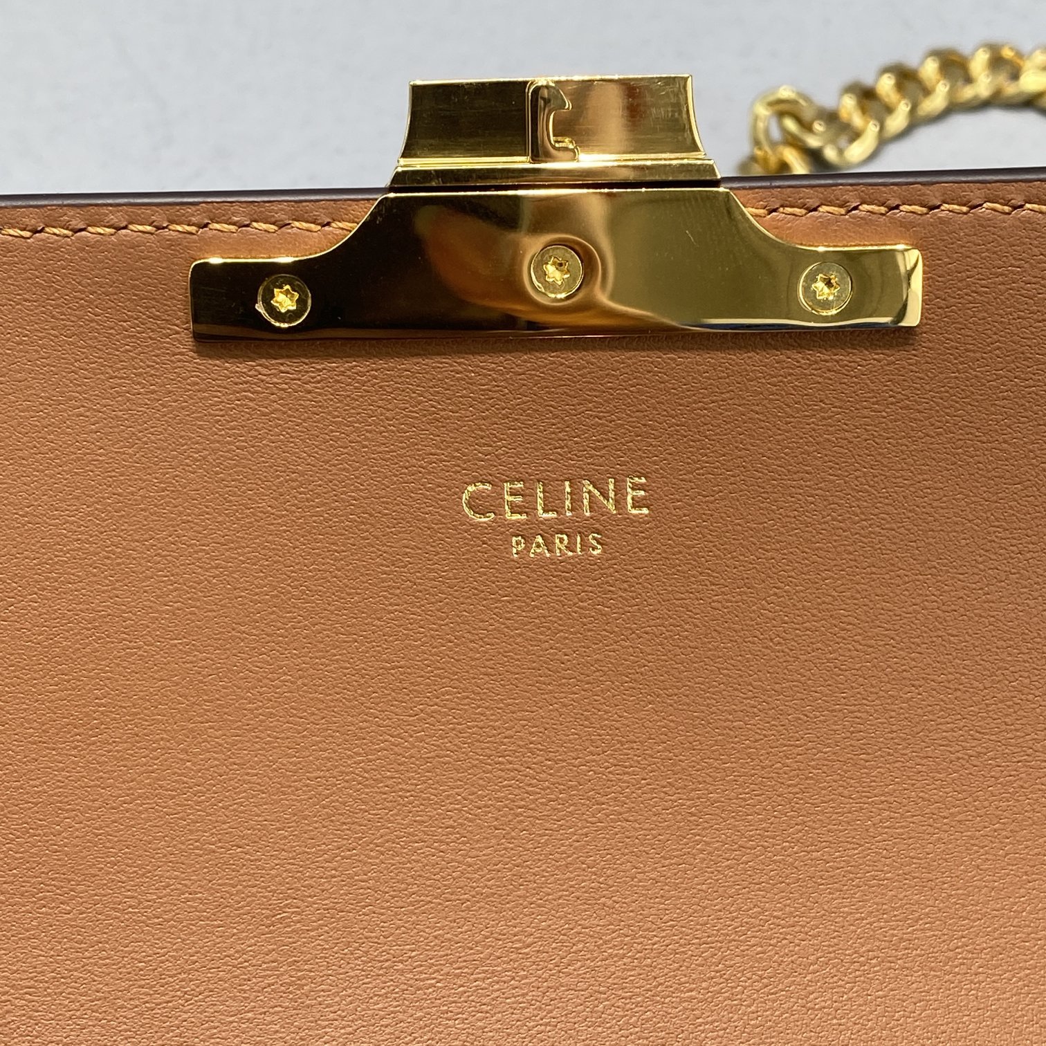 Celine Chain Shoulder Bag Triomphe In Triomphe Canvas Brown For Women 8in/20.5cm 197992DQW.04LU - Soul Replicas