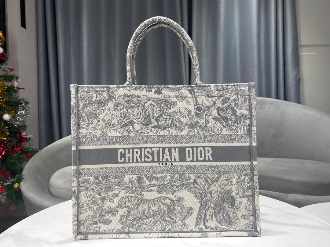 Christian Dior Large Dior Book Tote Gray Multicolor. For Women. Women's Handbags 16.5in/42cm CD - Soul Replicas