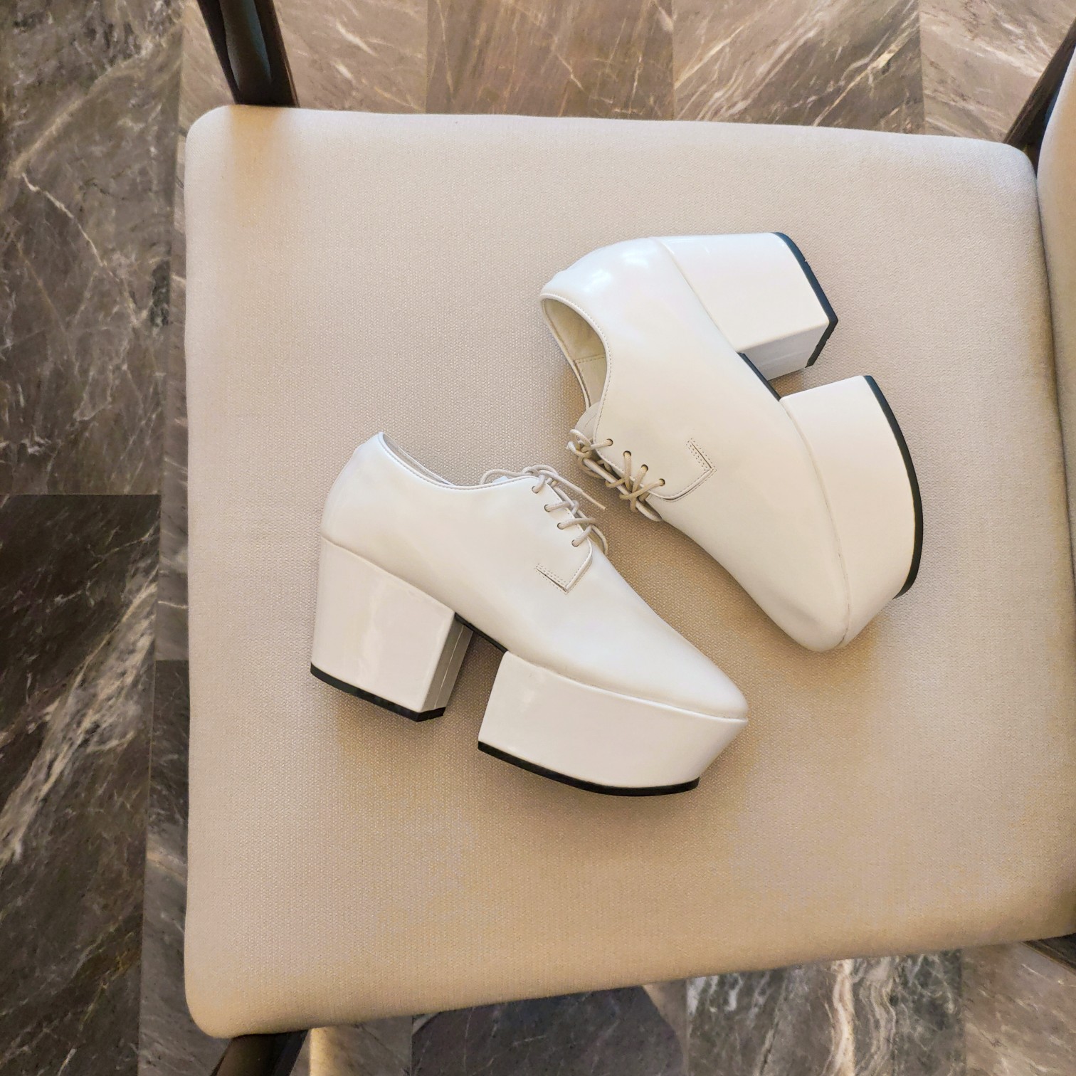 Prada Platform Lace-Ups Shoes White For Women 2.75in/70mm Prada - Soul Replicas