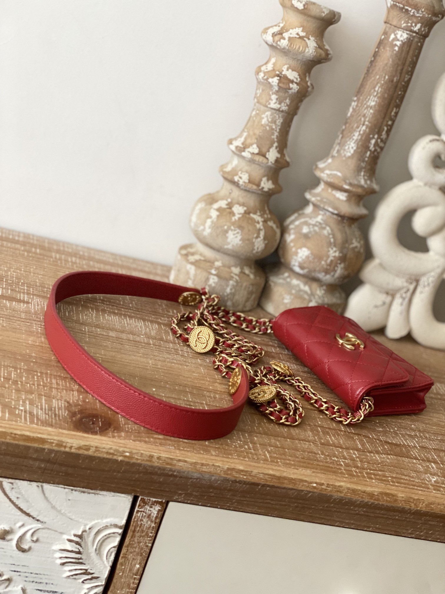 Chanel Clutch With Chain Red For Women. Women-s Bags 4.8in/12.3cm - Soul Replicas