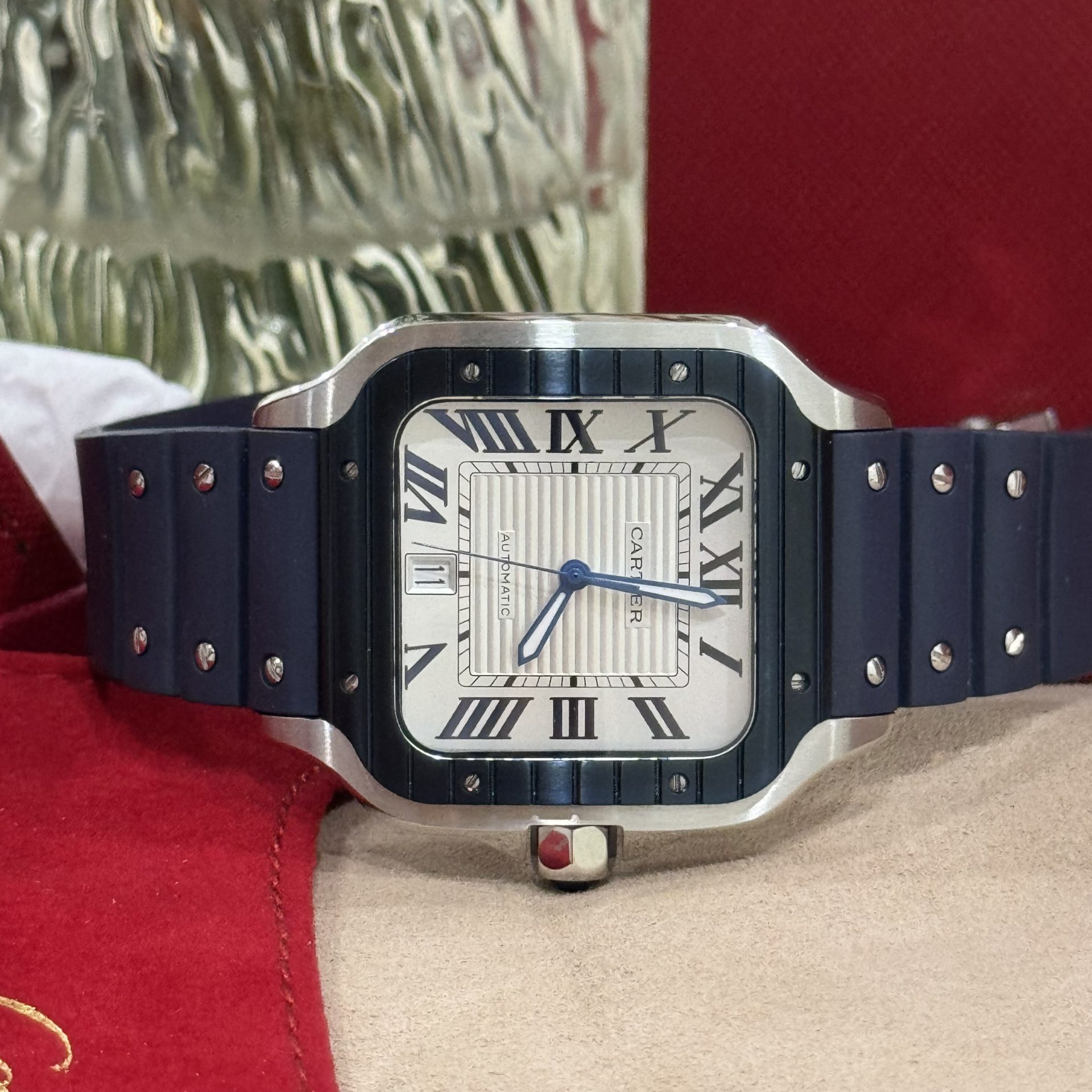 Cartier Replica Watch Santos White Dial Rubber Strap BV Factory 39.8mm - Soul Replicas