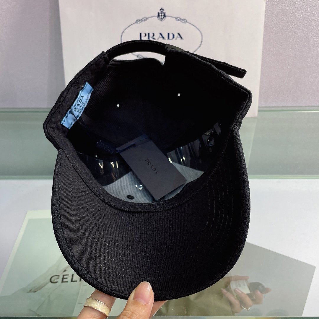 Prada Drill Baseball Cap Black Prada Cap - Soul Replicas