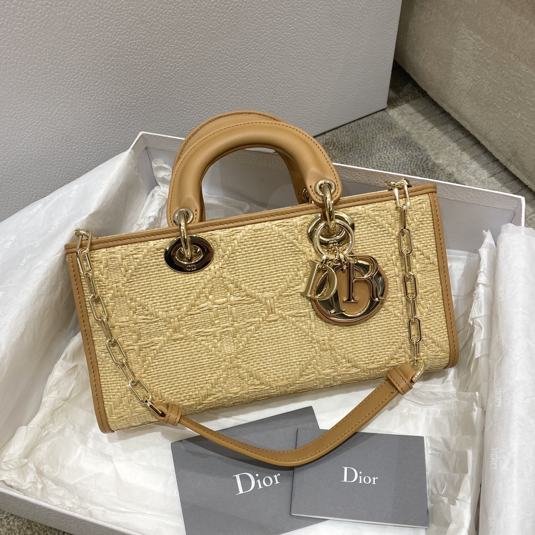 Christian Dior Lady D-Joy Bag Natural Cannage Raffia. Brown. For Women Women-s Handbags. 26cm CD M0540OMBD_M925 - Soul Replicas