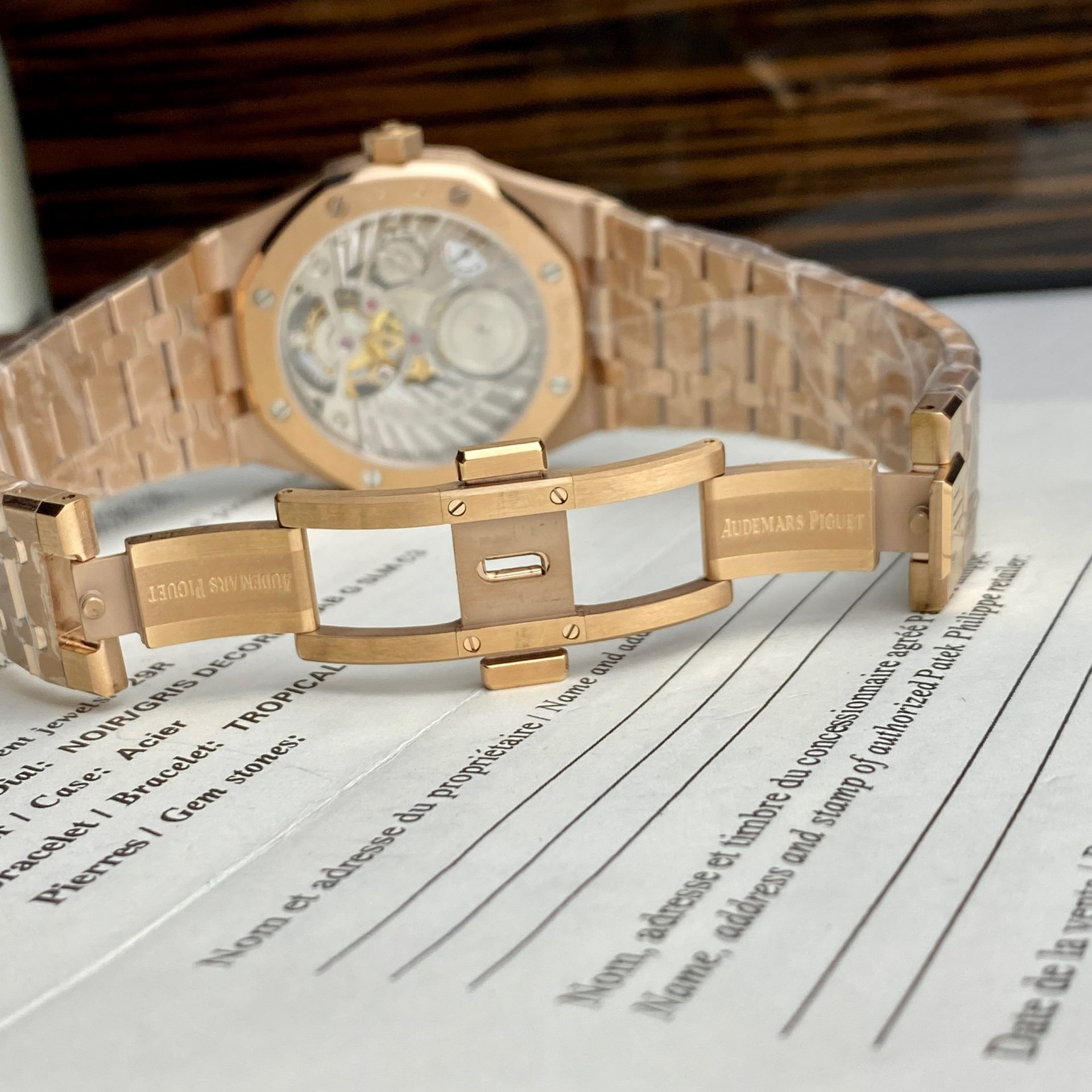Audemars Piguet Replica Watch Royal Oak Tourbillon Rose Gold 26522OR Dial Blue 41mm - Soul Replicas