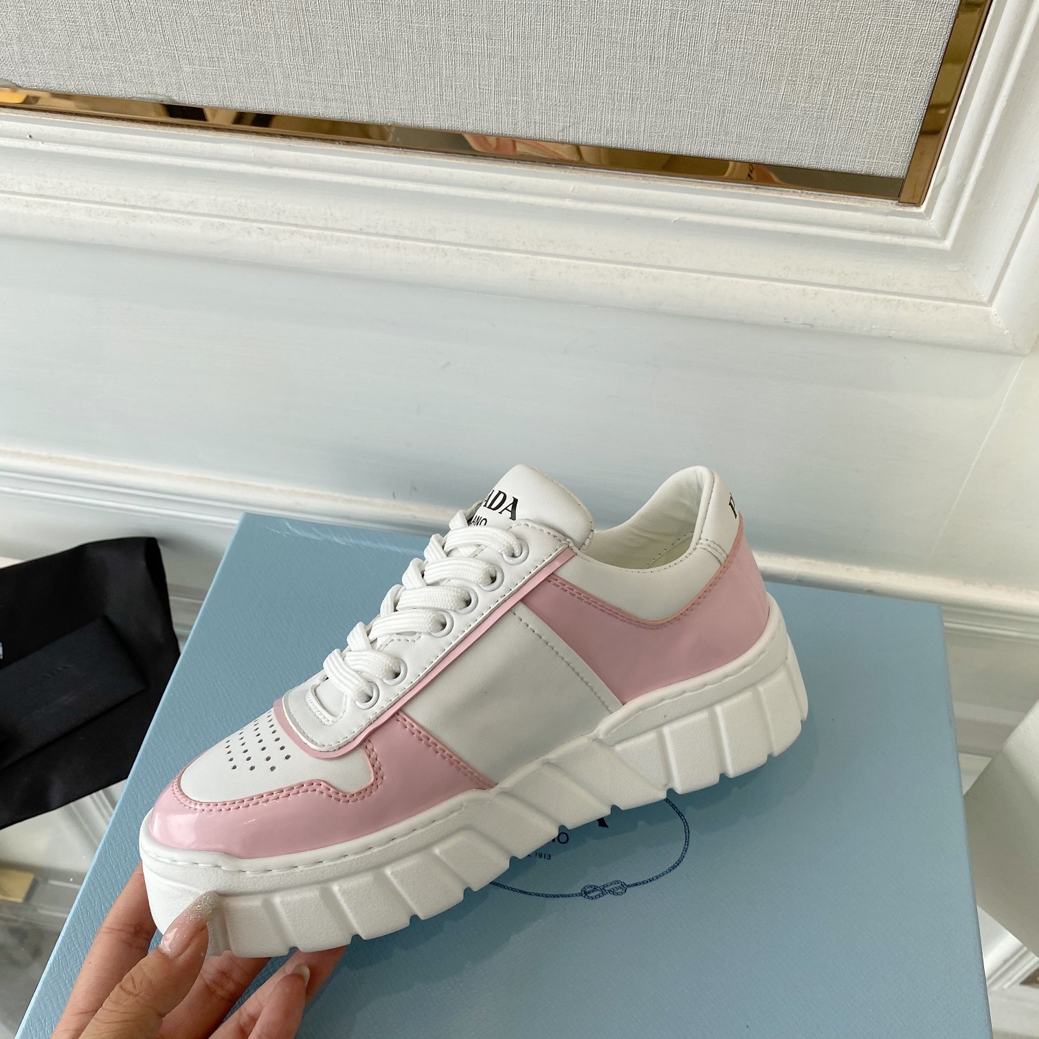 Prada Women's Gabardine Sneakers Pink For Women LV - Soul Replicas