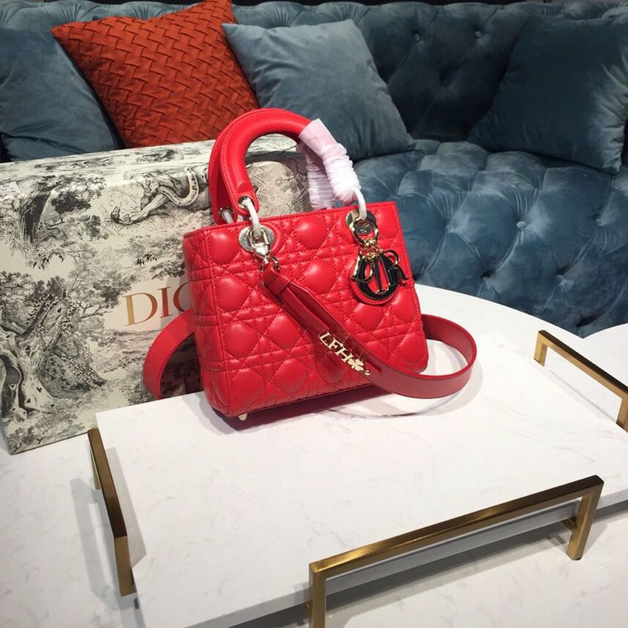 Christian Dior Small Lady Dior My ABCDior Bag Dusty Red Cannage For Women 20cm/8in CD - Soul Replicas
