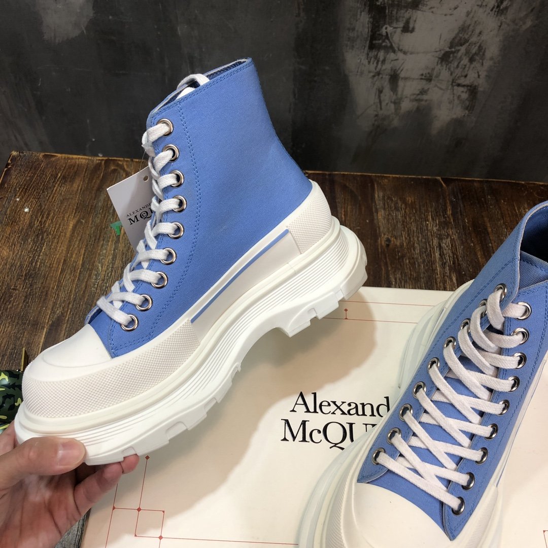 Alexander McQueen Tread Slick Boot Cotton Blue For Women - Soul Replicas