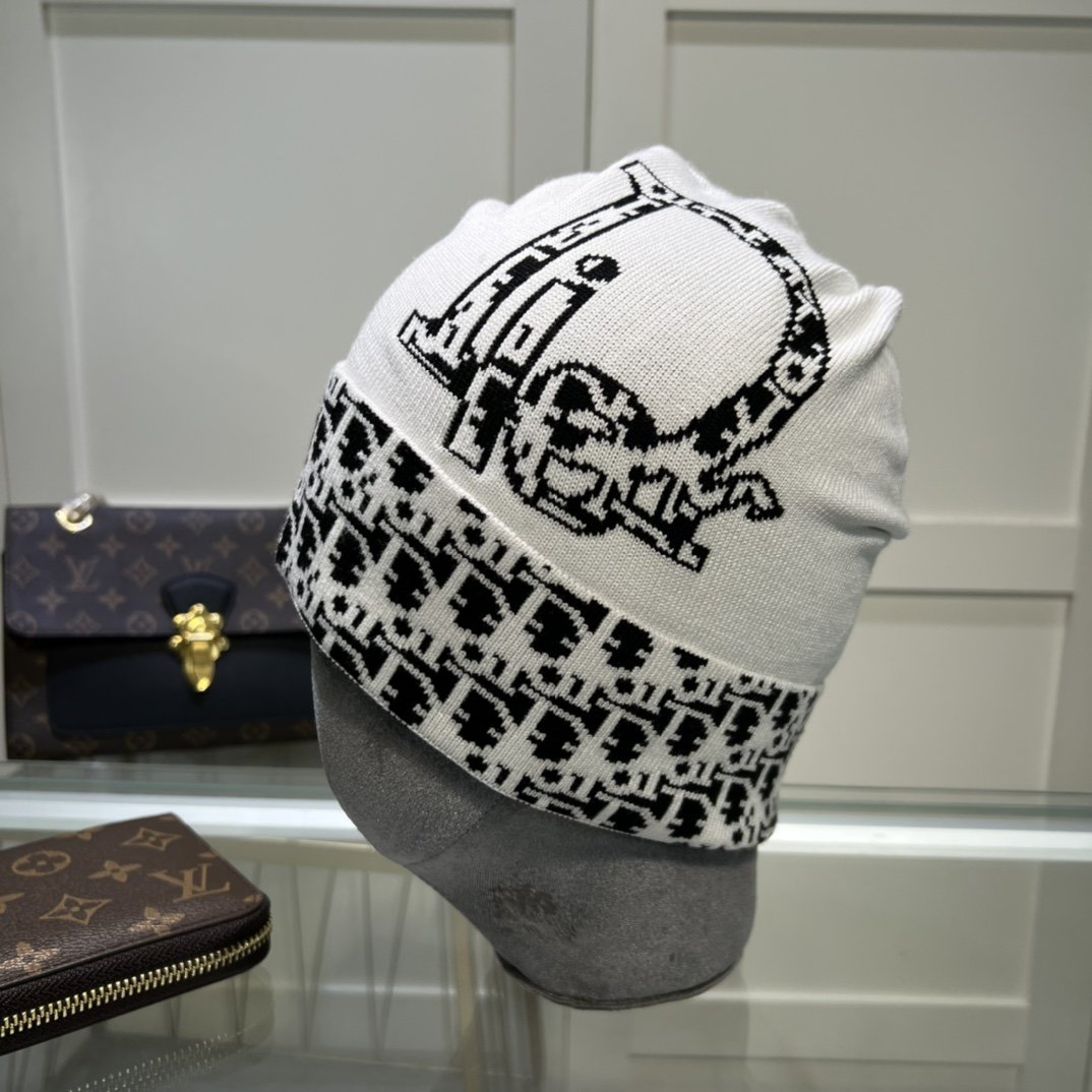 Dior Pompom Beanie In White - Soul Replicas