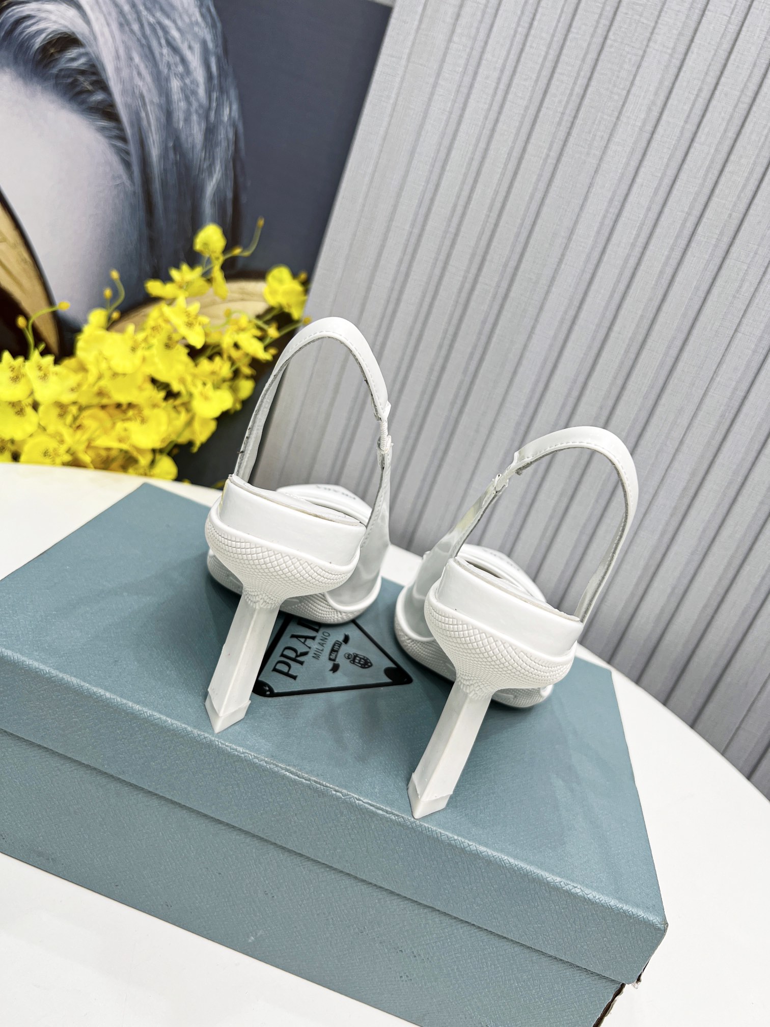 Prada Brushed Slingback Pumps White For Women Prada  - Soul Replicas