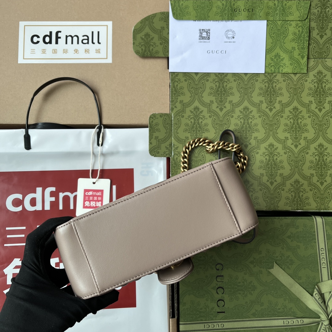 Gucci Marmont Mini Top Handle Bag Nude For Women. Women-s Bags 8.3in/21cm Gucci - Soul Replicas