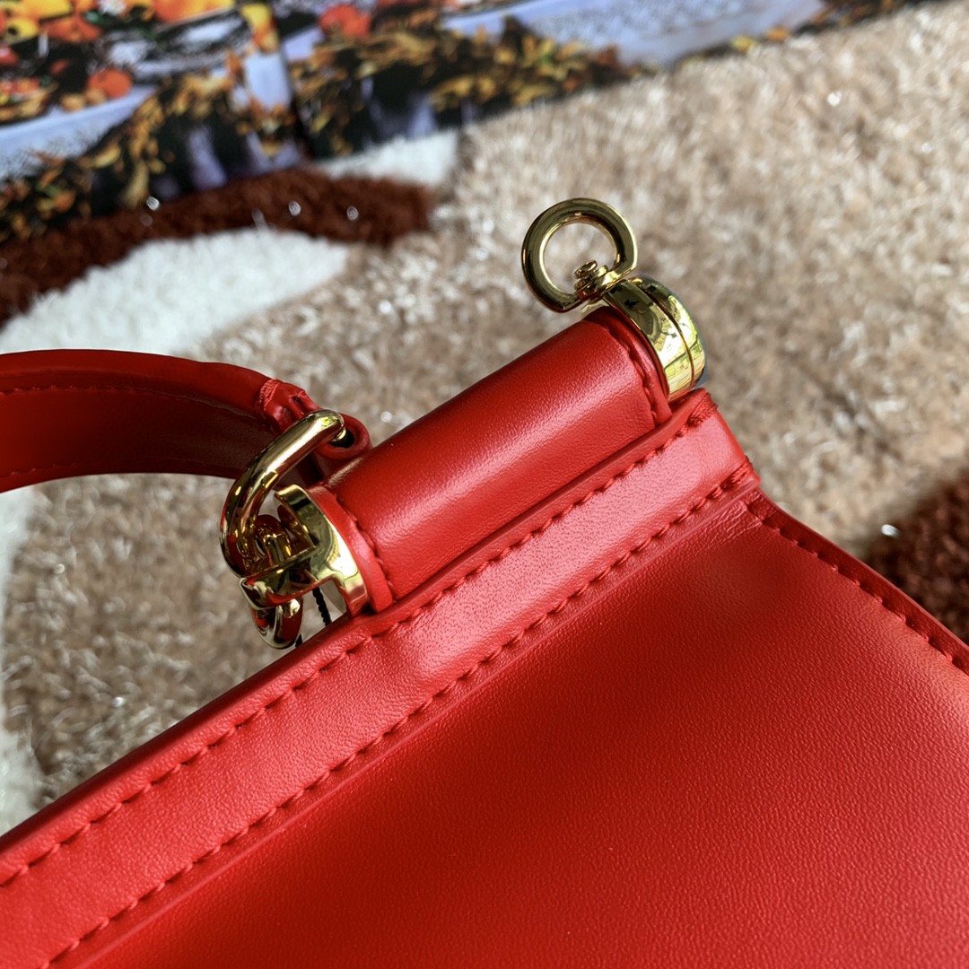 Dolce & Gabbana Medium DG Handbag In Dauphine Red For Women 10.2in/26cm DG - Soul Replicas