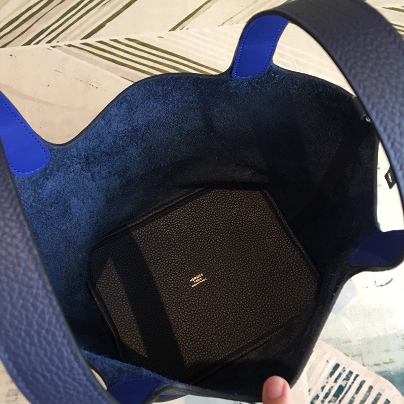 Hermes Picotin Lock 18 Dark Blue Clemence Palladium Hardware For Women 7.5in/19cm - Soul Replicas